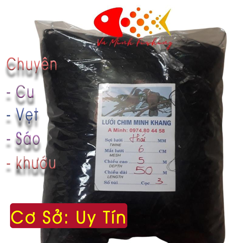 Lưới bẫy chim tàng hình chuyên bẫy các loại chim chào mào, cu gáy, cu đất, giẽ giun, sáo, khướu, vẹt, cu tiểu, mắt lưới 6 phân chiều cao 5m. Lưới thái chất lượng tốt, gia công trực tiếp từ shop