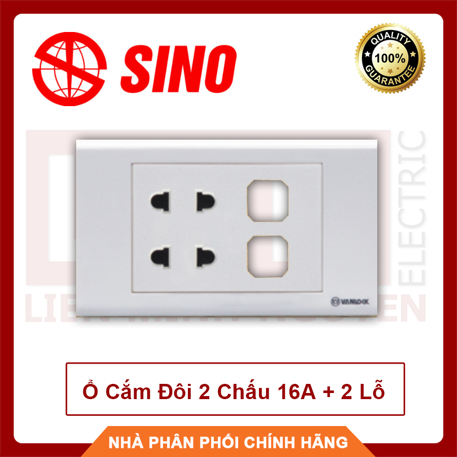 SINO Ổ Cắm Đôi 2 Chấu 16A + 2 Lỗ S18U2XX - Hàng Việt Nam, Chất Lượng Cao