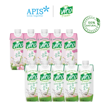 COMBO 10 HỘP NƯỚC DỪA VICO FRESH 330ML (5 XIÊM, 5 SEN)