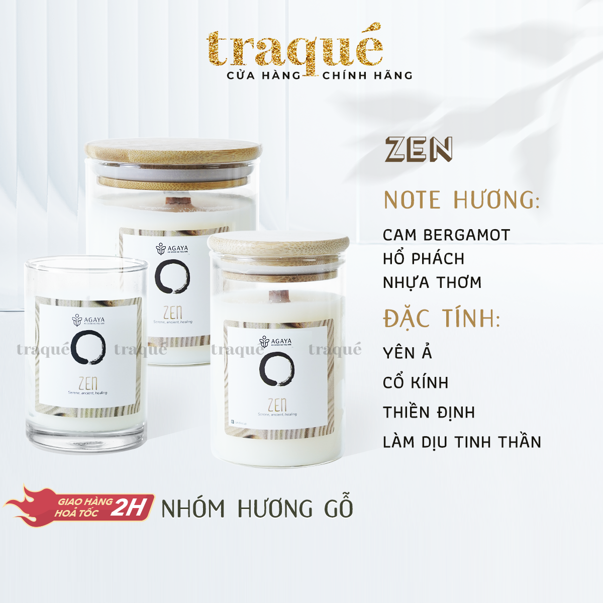 Nến thơm Agaya/Candle Cup - Hương Thảo Mộc ZEN