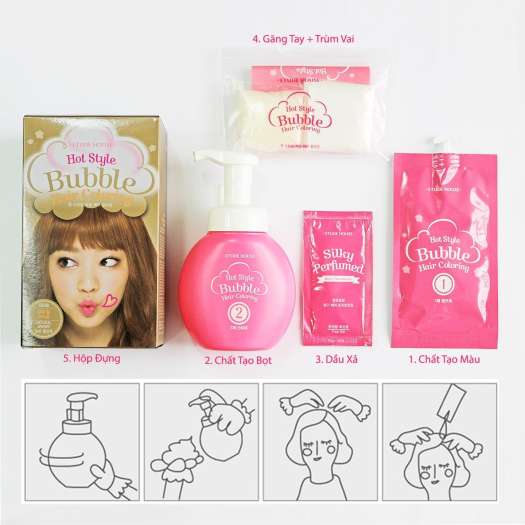Nhuộm tóc dạng BỌT Màu đẹp Lâu trôi Etude House - Hot Style Bubble Hair Coloring