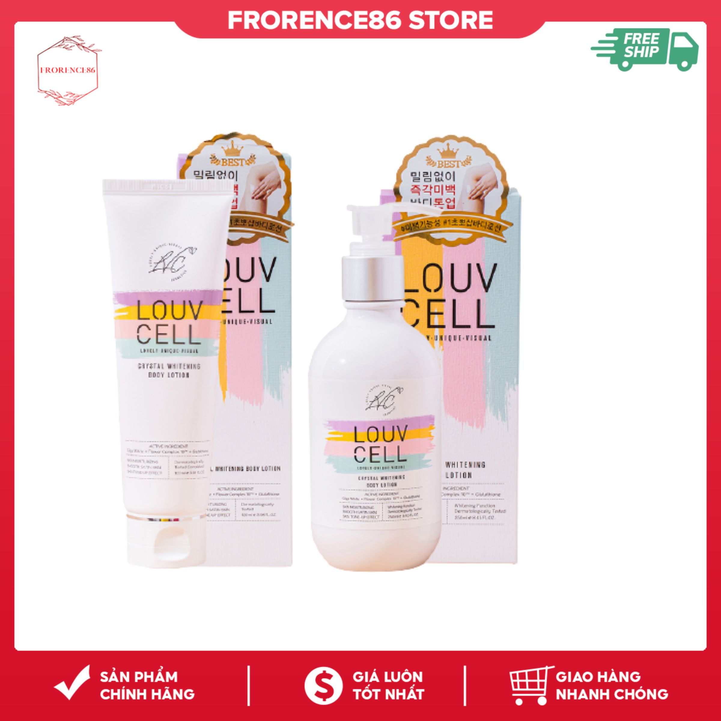 [ HÀNG HOT ] Louv Cell / Kem Dưỡng Thể Trắng Da Body Louv Cell – Hàn Quốc 120Ml+ 250 Ml, làm trắng da, nổi bật tone màu trên da, mờ các vết thâm nám cho sắc tố melanin -  - Frorence86 Store