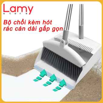 Bộ Chổi Nhựa Quét Nhà Cán Dài Thông Minh Kèm Hót Rác Và Gạt Nước Gấp Gọn Tiện Dụng