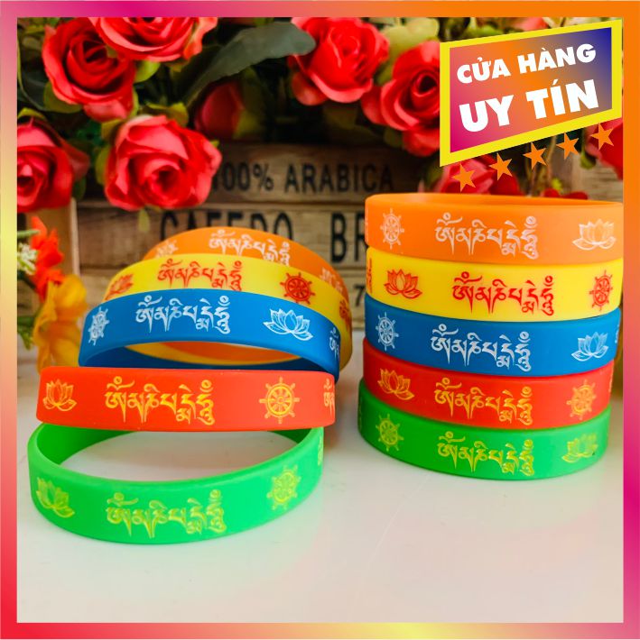 Vòng Tay Cao Su Tiếng Phạn - [ ཨོཾ་མ་ཎི་པདྨེ་ཧཱུྃ ] [ OM MANI PADME HUM ] - Vòng Tay Chú Tiếng Phạn - Vòng Silicon