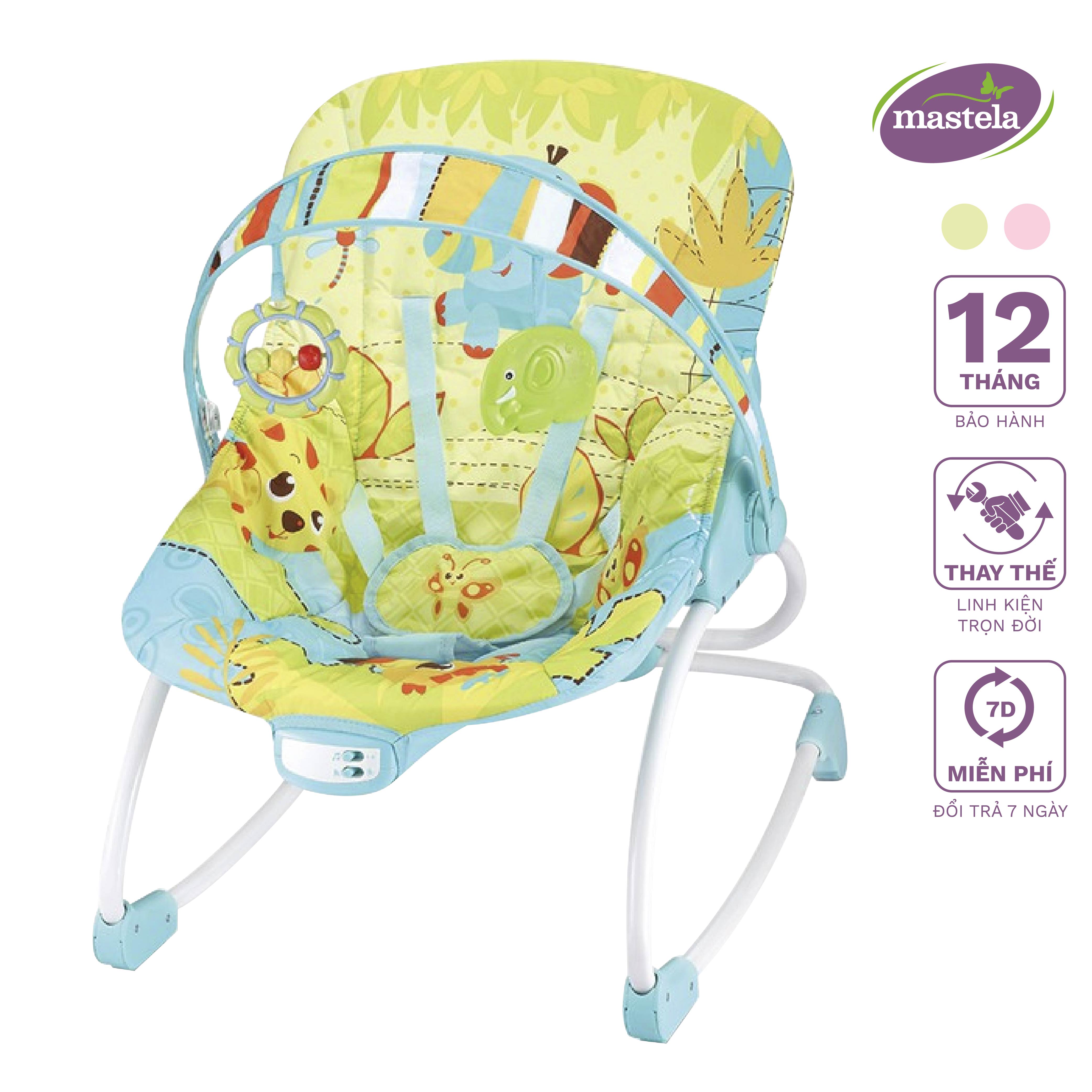 Ghế rung cho bé sơ sinh kiêm bập bênh có nhạc 2 vị trí ngả lưng Mastela 6903/6904 - Bảo hành chính hãng 12 tháng