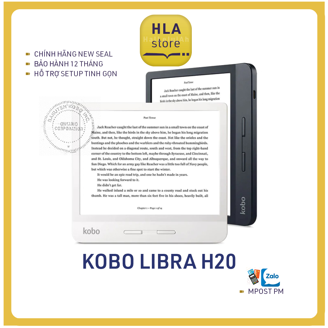 Máy đọc sách Kobo Libra H20 new chính hãng full box - bảo hành 12 tháng