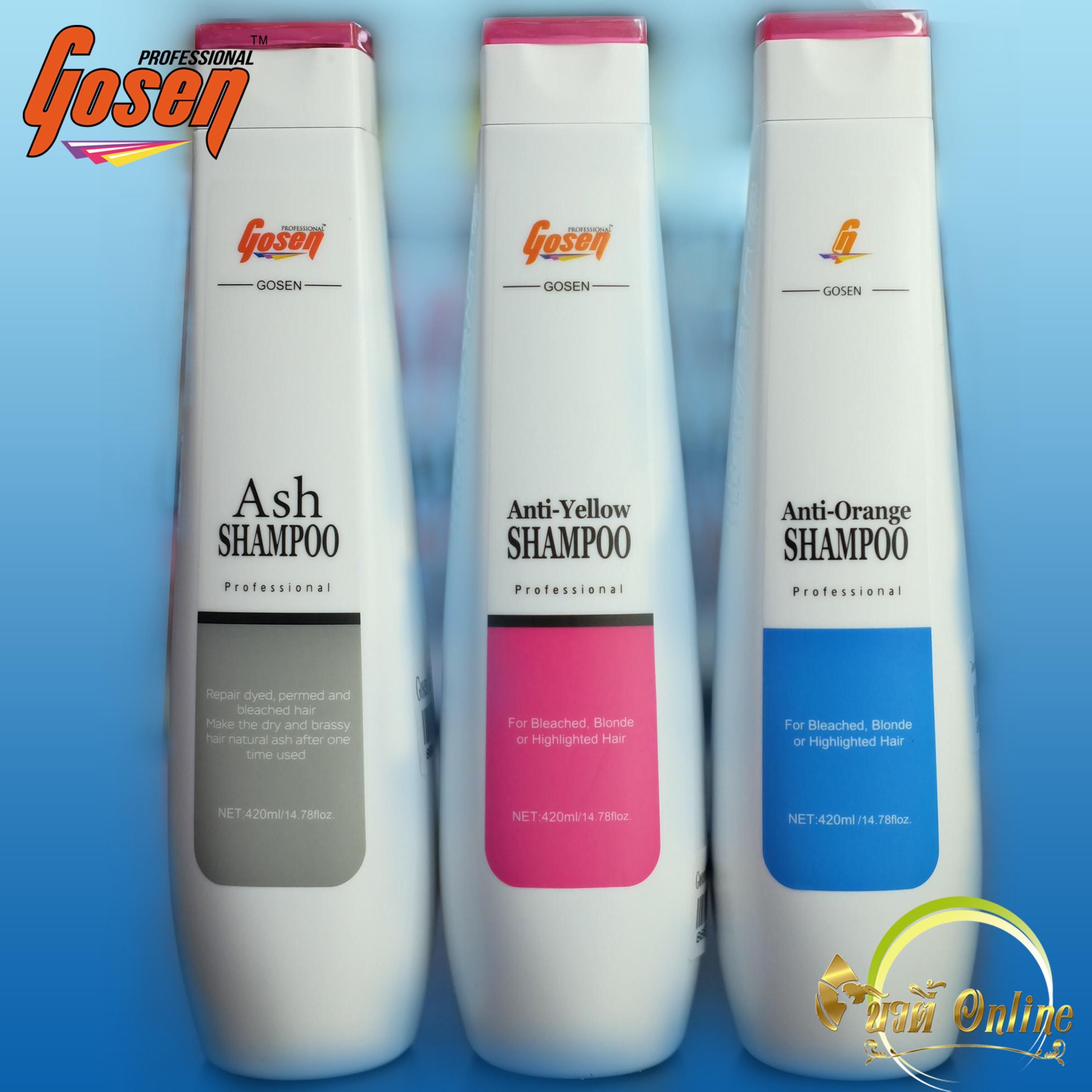 ภาพประกอบของ Gosen แอชแชมพู แชมพูแอนตี้เยลโล่ แอนตี้-ออเรนจ์  โกเซ็น Gosen Ash Shampoo / Anti-Yellow Shampoo/Anti-Orange 420 ml