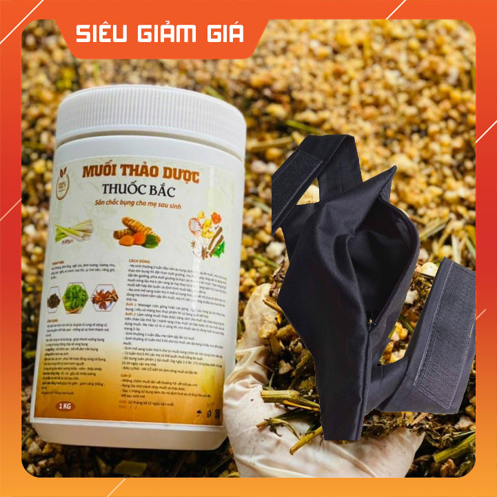 Sale - cặp đôi muối chườm thảo dược + đai muối chăm sóc cơ thể sau sinh. đánh tan mỡ bụng cho phụ nữ sau sinh