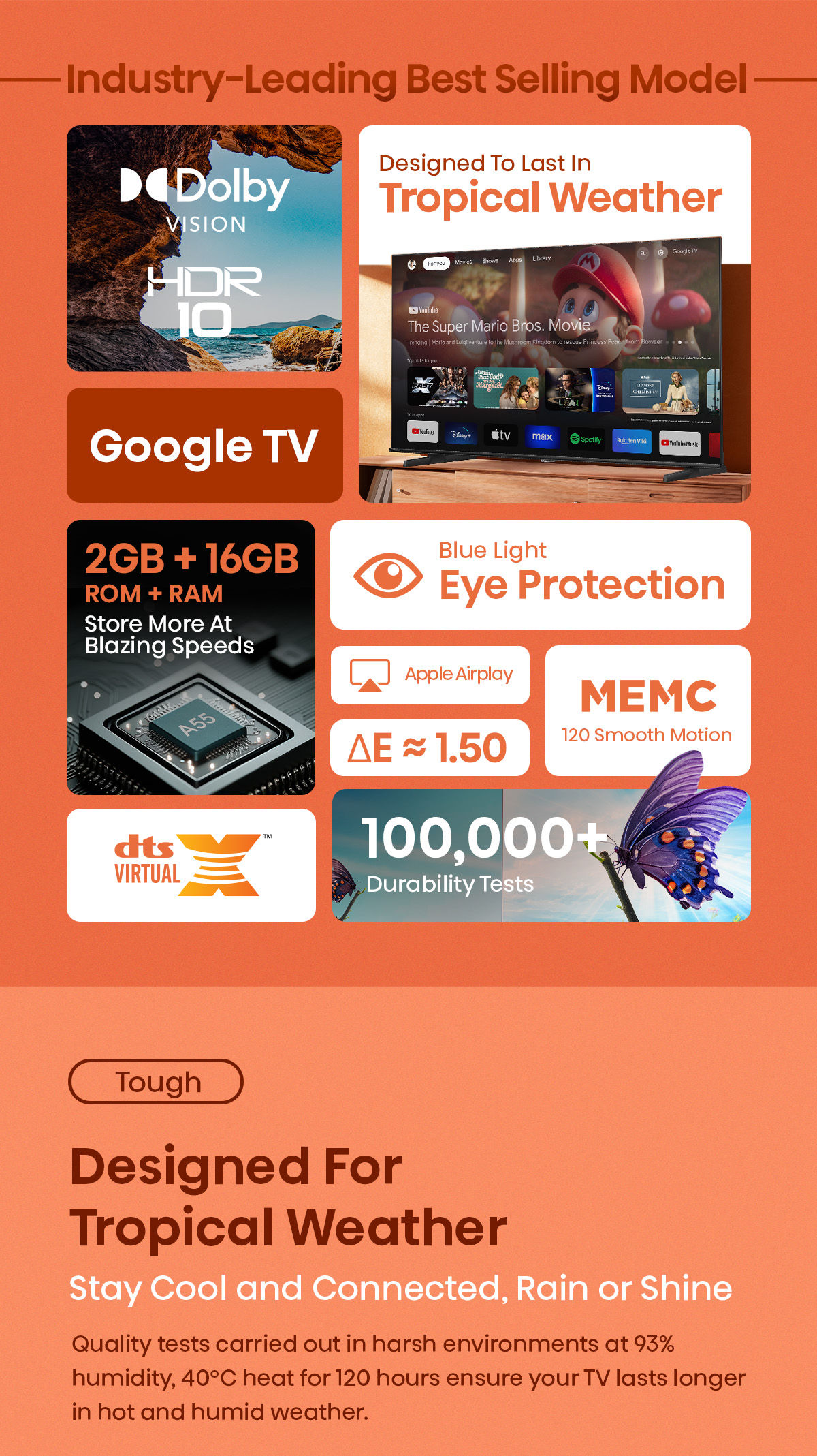 Hisense E6N 43/55/65/75 inch 4K UHD Google TV | Dolby Vision & Audio | DTS VirtualX | MEMC · v15