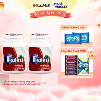 Combo 2 hũ kẹo Sing-gum không đường Extra hương dâu 40 viên