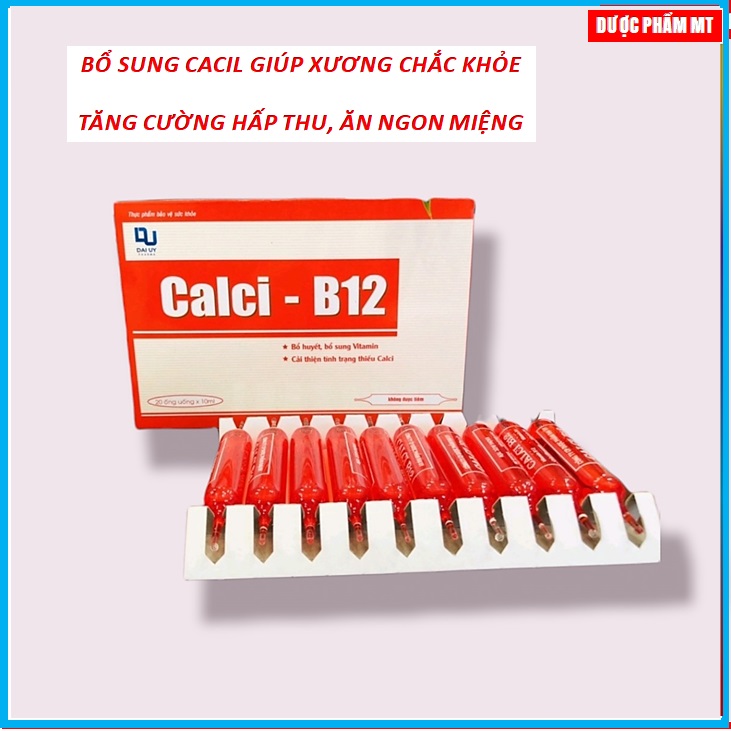 Ống Uống Calci B12 Giúp Xương  Chắc Khỏe , Phòng Ngừa Loãng Xương ,Cải thiện tình trạng thiếu Canxi ,Giảm tình trạng đau nhức Xương - Hộp  20 ống