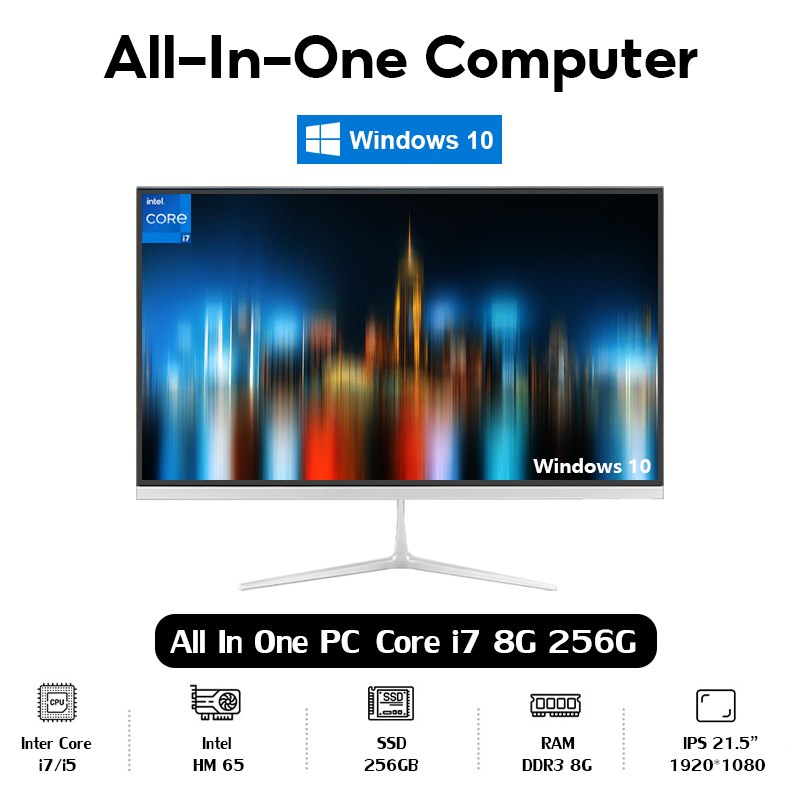 All In One Desktop Pc Intel Core i7-2630 RAM8G  SSD256G 21.5 inch Windows10 Activated Microsoft Office Desktop เดสก์ท็อป all-in-one รับประกัน 1 ปี