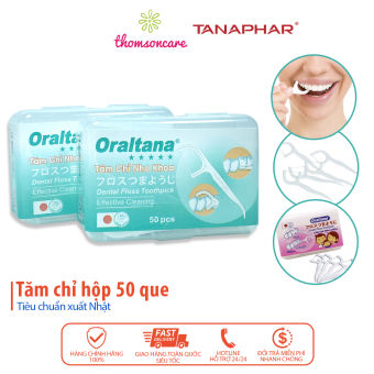 Tăm chỉ nha khoa Oraltana - Hộp 50 cái Xuất Nhật của tanaphar, tăm chỉ kẽ răng vệ sinh sau ăn, ngăn ngừa sâu răng