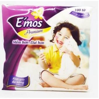 combo 5 bich KHĂN GIẤY VUÔNG EMOS Loại 1 cao cấp  100 TỜ date mới
