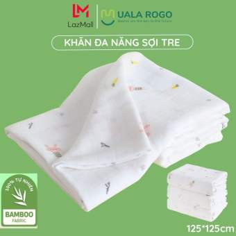 Khăn đa năng Uala rogo vải sợi tre Bamboo mềm mát mịn co giãn khử khuẩn làm khăn tắm khăn ủ cho bé sơ sinh và trẻ nhỏ 125x125cm 9983