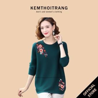 Áo thun nữ trung niên tay dài chất xneo họa tiết thêu 4 màu