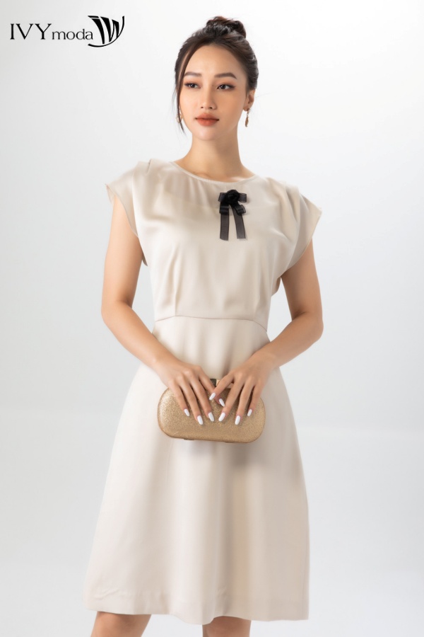 Đầm lụa tay xếp ivy moda ms 48m6678