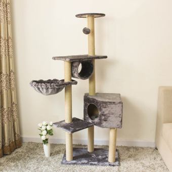 CATTREE Trụ mèo leo trèo - nhà cây cho mèo (Màu xám) trụ cho mèo chơi đa chức năng cat tree/ nhà mèo cào móng