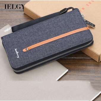 IELGY  Ví Vải Nam Ví Khóa Kéo Dài Cổ Điển