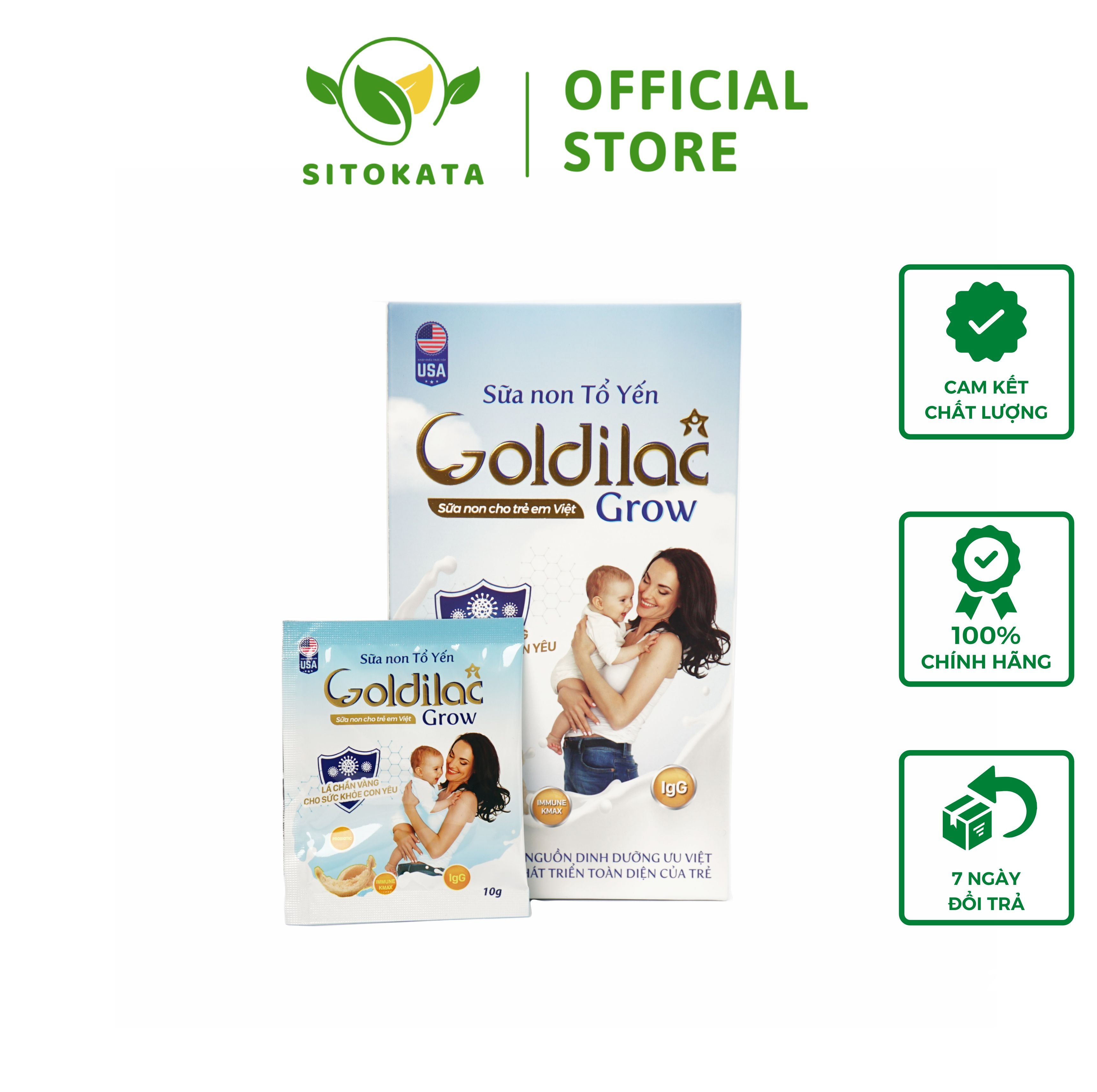 Combo 2 hộp sữa non tổ yến goldilac grow 1 hộp 168gram 12 gói