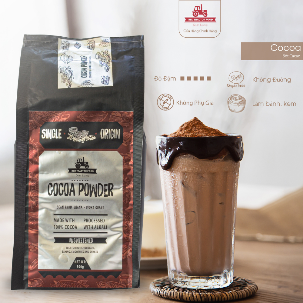 Bột Cacao nguyên chất không đường The Rich Foods Cacao Powder 500g - Authentic - vị đắng cacao vừa
