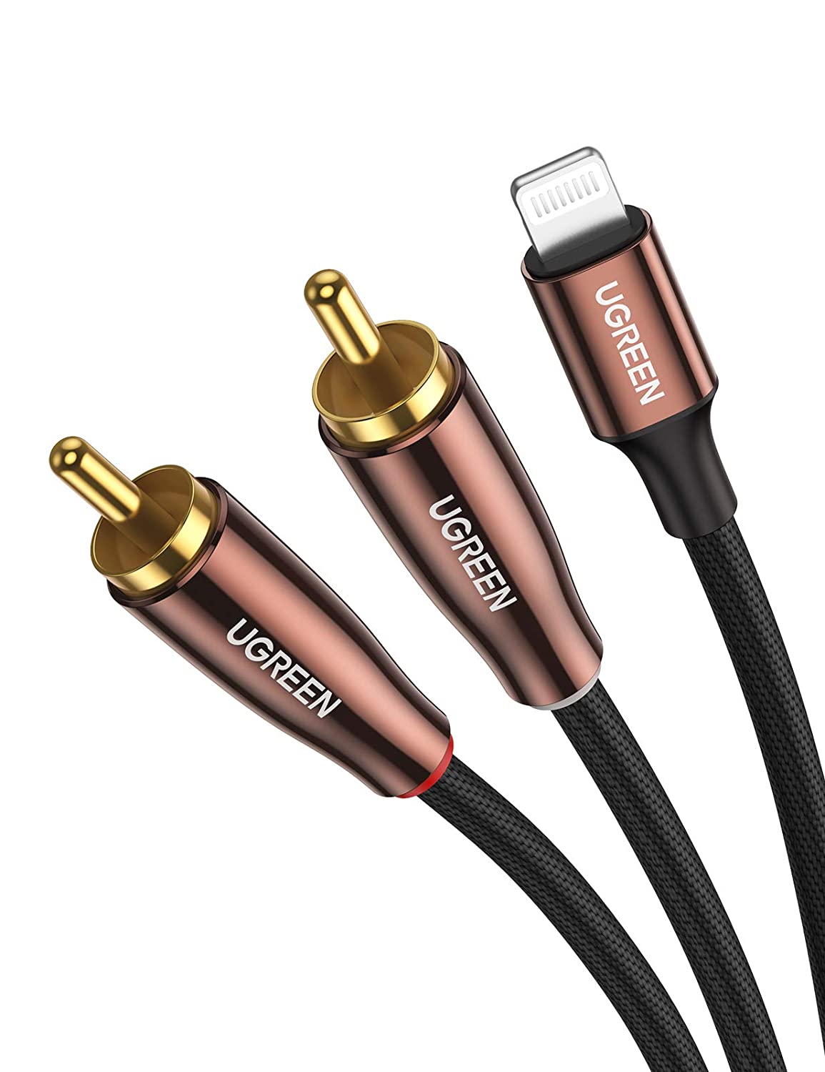 Giảm giá Ugreen 40904 2m lightning to 2*rca m / m braided cable black with  brown head av166 - BeeCost