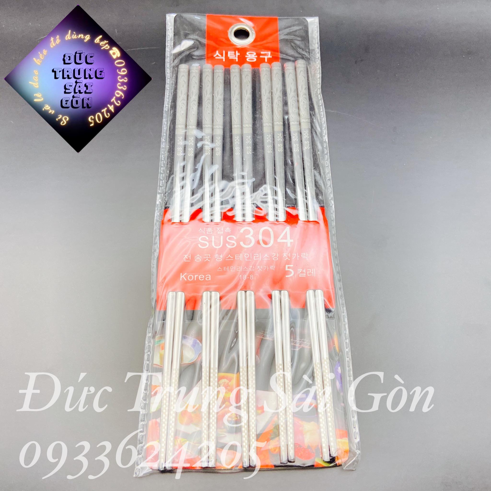 Bộ 5 đôi đũa inox cao cấp chống trượt sus 304 hàn quốc
