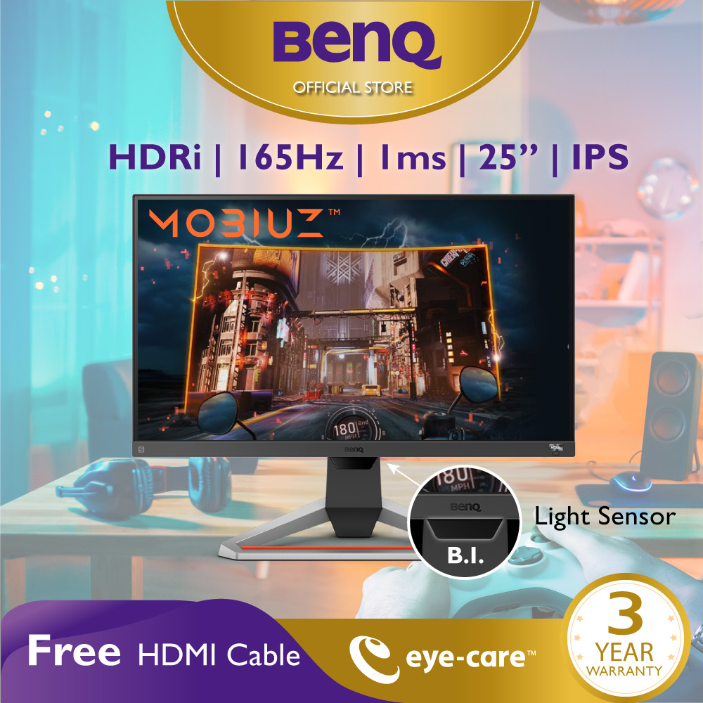  BenQ MOBIUZ EX240 Gaming Monitor 24 FHD 1080p 165Hz 1ms, IPS, HDRi, sRGB, Color Optimizer, Black eQualizer, Freesync, Eye-Care, Height, Swivel & Tilt