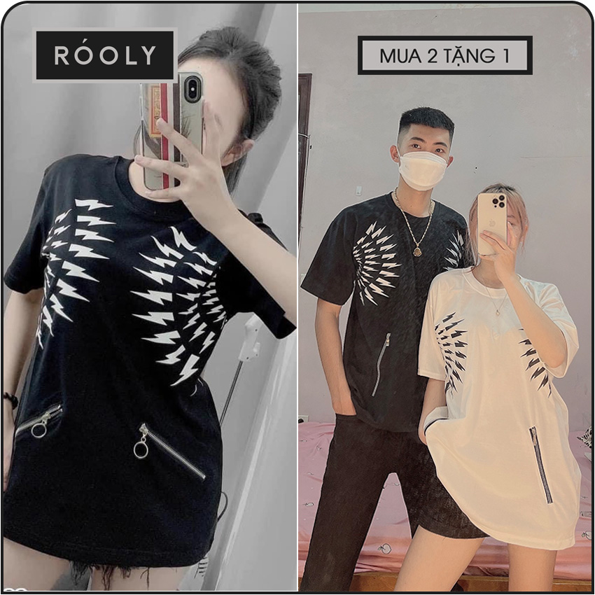 Áo phông sấm sét khóa nam nữ 2022 róoly 💦áo phông sấm sét khóa cotton nam nữ 💦 áo trend đôi hè 💦