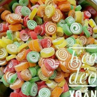 Kẹo dẻo xoắn ốc trái cây thập cẩm thơm ngon Hũ Pet.300G. đồ ăn vặt