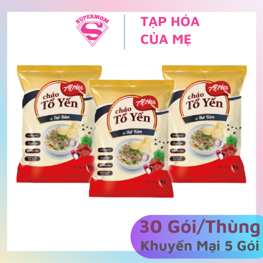 Cháo Tổ Yến ALOHA Ăn Liền Vị Thịt Bằm Thùng 30 Gói
