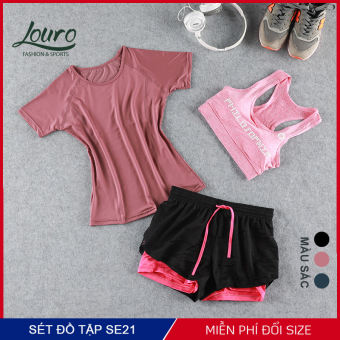 Sét quần áo tập gym nữ Louro SE21, đồ tập gym nữ, yoga, zumba, chất siêu đẹp, co giãn, thoáng mát