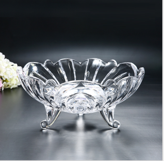 Đĩa Thủy Tinh Cao Cấp Đựng Trái Cây 3 Chân. Khay đựng trái cây. Dĩa để trái cây lớn