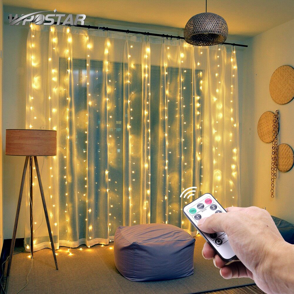 3*3M 300 Remote Control Led Curtain String Lights Waterproof Fairy Light Christmas light 8 Modes for home decor