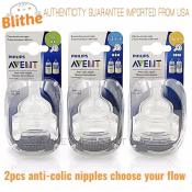 Philips Avent Anti-Colic Baby Bottle Nipple Teats, 2-Pack