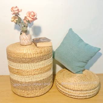 Bộ bàn thấp & nệm ngồi bèo tây kết hợp cói trang trí phòng khách homedecor quán cà phê phong cách vintage