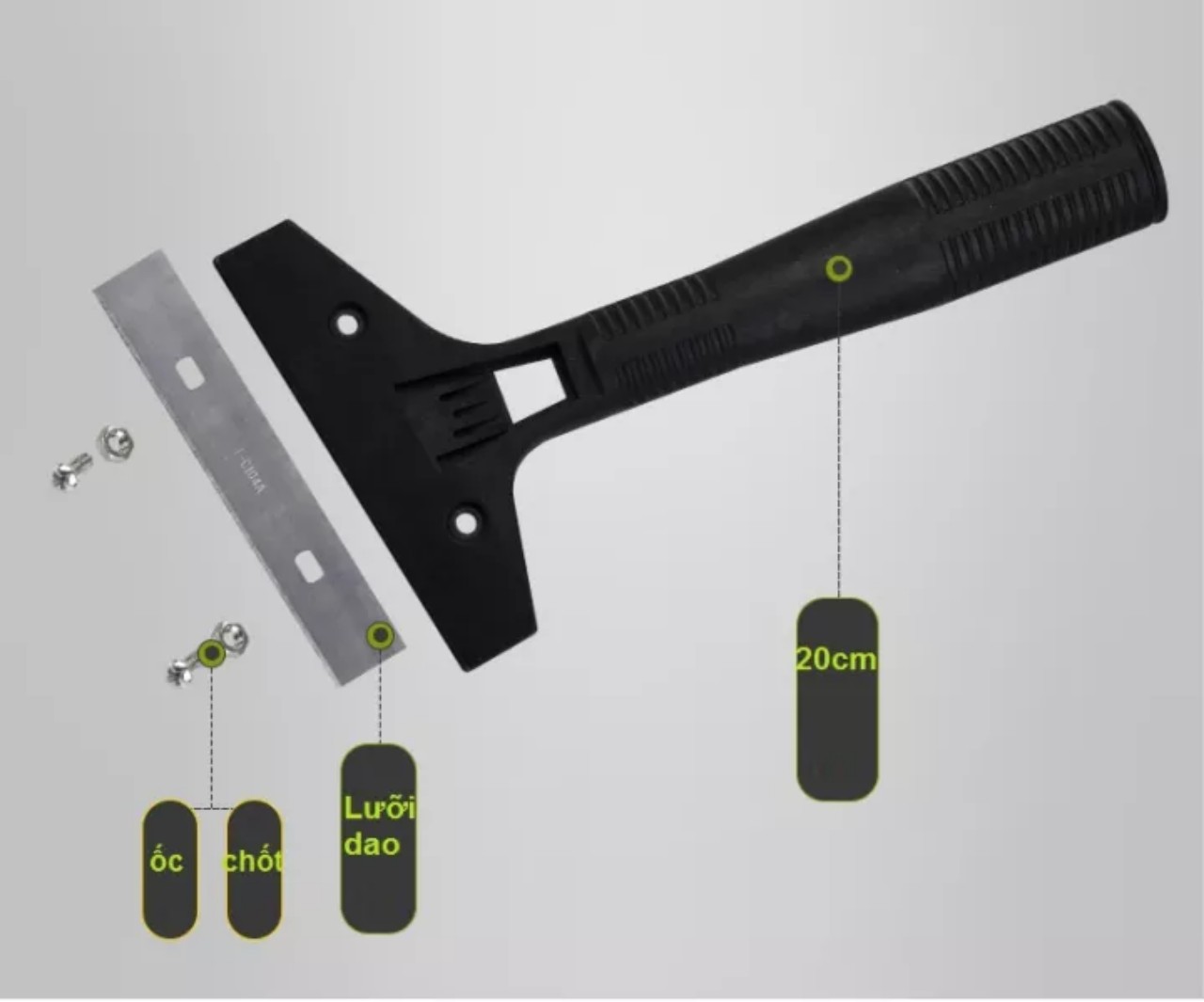 cây sủi tường (nhựa) 20cm hỗ trợ vệ sinh nhà cửa, dụng cụ sơn bả(có thể thay lưỡi)