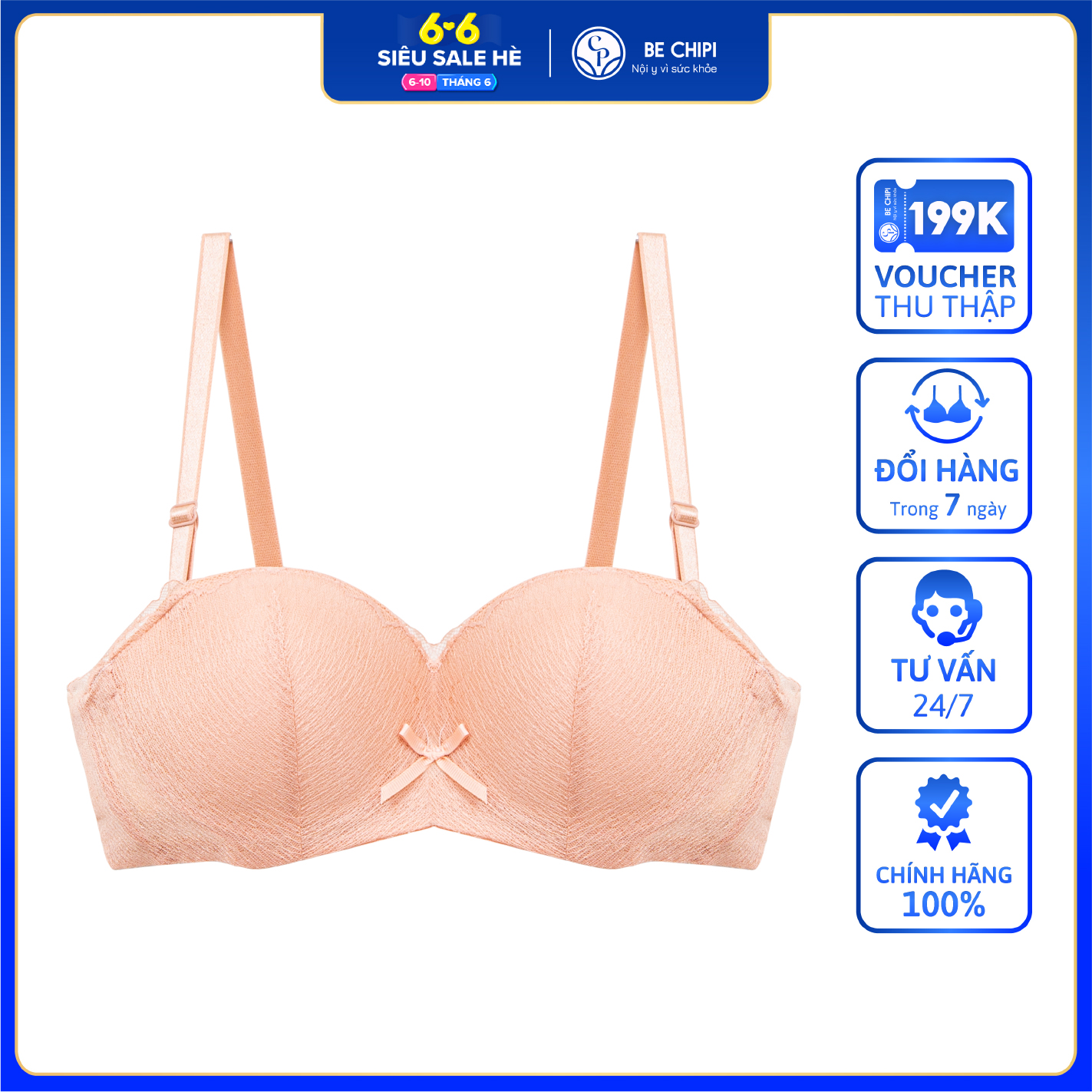 Áo lót nữ có gọng đệm vừa cup ngang phối ren hàn quốc by bechipi - al8322