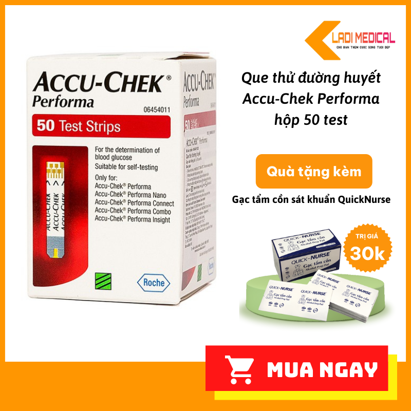 Que thử đường huyết Accu-Chek Performa hộp 50 que chính hãng