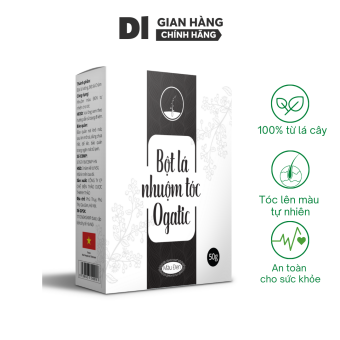 BỘT LÁ NHUỘM TÓC PHỦ BAC TÓC MÀU ĐEN OGATIC- NHUỘM TÓC TỪ LÁ CÂY - 100% Thiên nhiên - không hoá chất- không kích ứng da đầu-50Gr