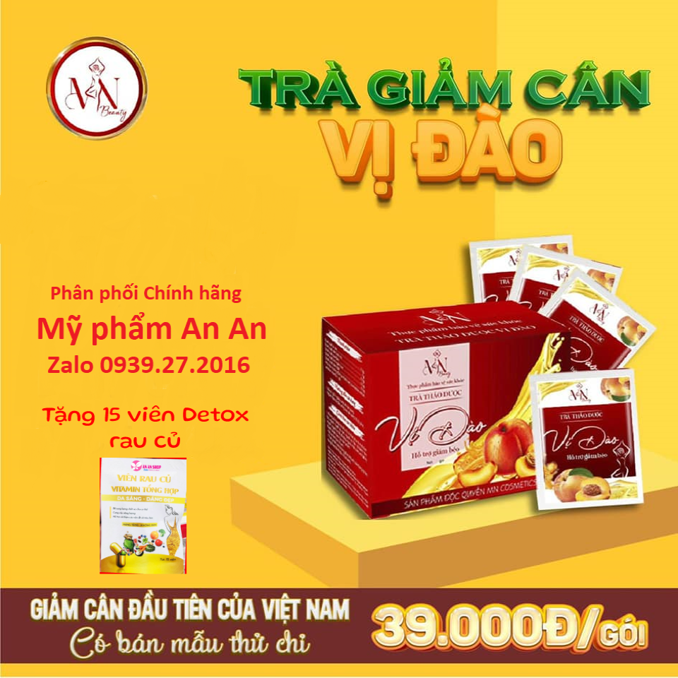 Trà Giảm cân Vị đào MN Group [ Tặng 15 viên Detox ] - Hộp 15 gói Chính hãng - Giảm cân vị đào  - Giảm cân Đông Anh - Giảm cân collagen X3