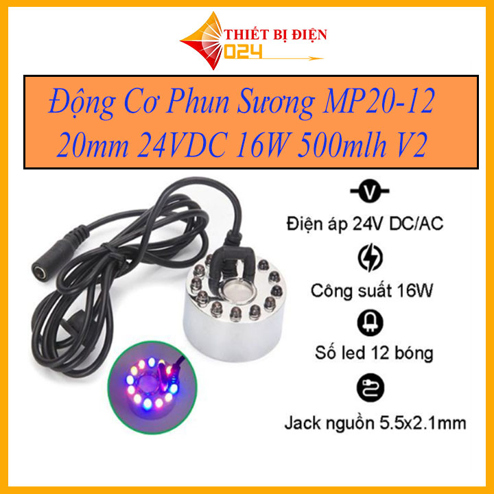 Động cơ phun sương mp20-12 20mm 24vdc 16w 500mlh v2