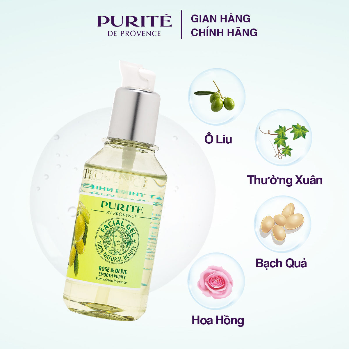 Gel rửa mặt purité ôliu & hoa hồng 113ml
