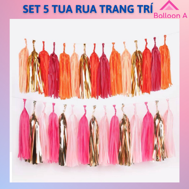 Set 5 tua rua trang trí sinh nhật, dây treo bóng jumbo