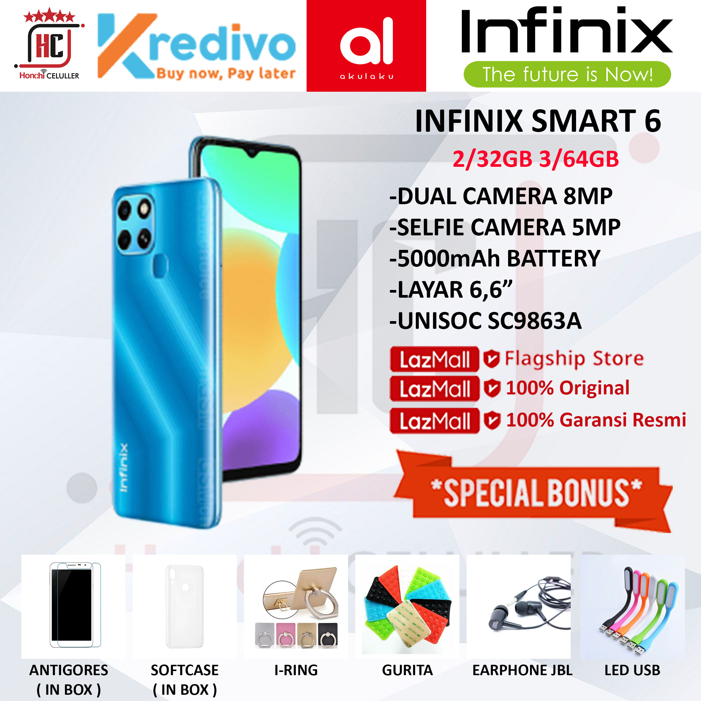 INFINIX SMART 6 3/64GGB 2/32GB 2 32 3 64 GB GARANSI RESMI INFINIX INDONESIA Giá 1,375,000 Đồng*Miễn phí vận chuyển