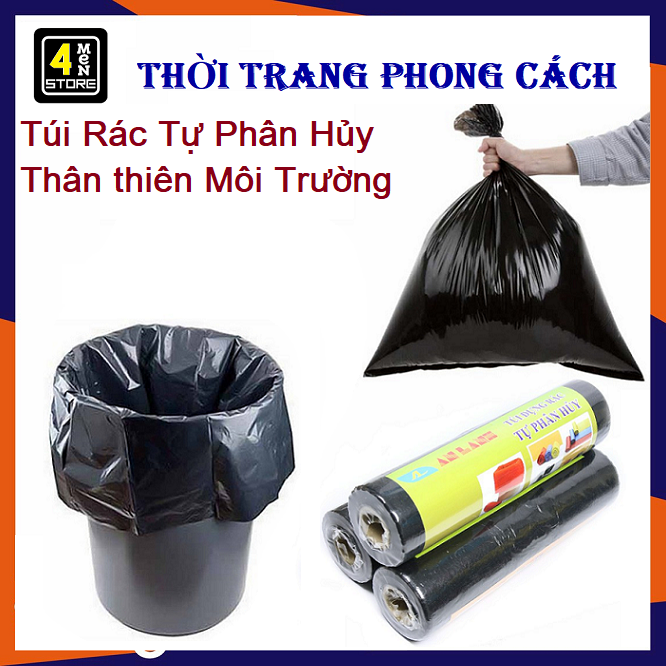 Túi Rác Tự Phân Hủy Cuộn 500g - Bao Rác Đen Học Sinh - Túi rác Đen