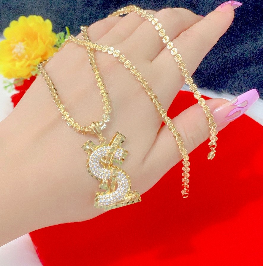 Dây chuyền Nữ mạ vàng kiểu chữ S 20042022 - mặt vòng cổ phong thủy, mặt dây chuyền vàng