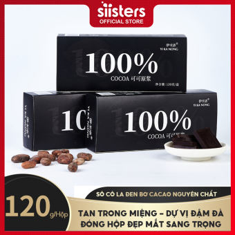 Socola đen đắng nguyên chất không đường 100% - Kẹo chocolate ca cao ăn kiêng hộp 120g