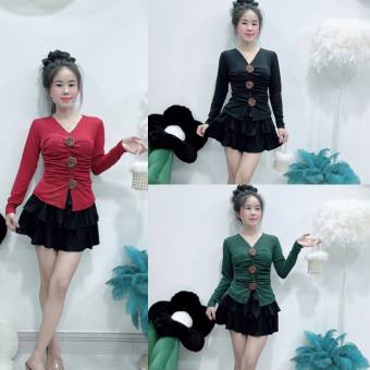 ÁO THUN TAY DÀI ĐÍNH 3 BÔNG THỜI TRANG SIÊU XINH