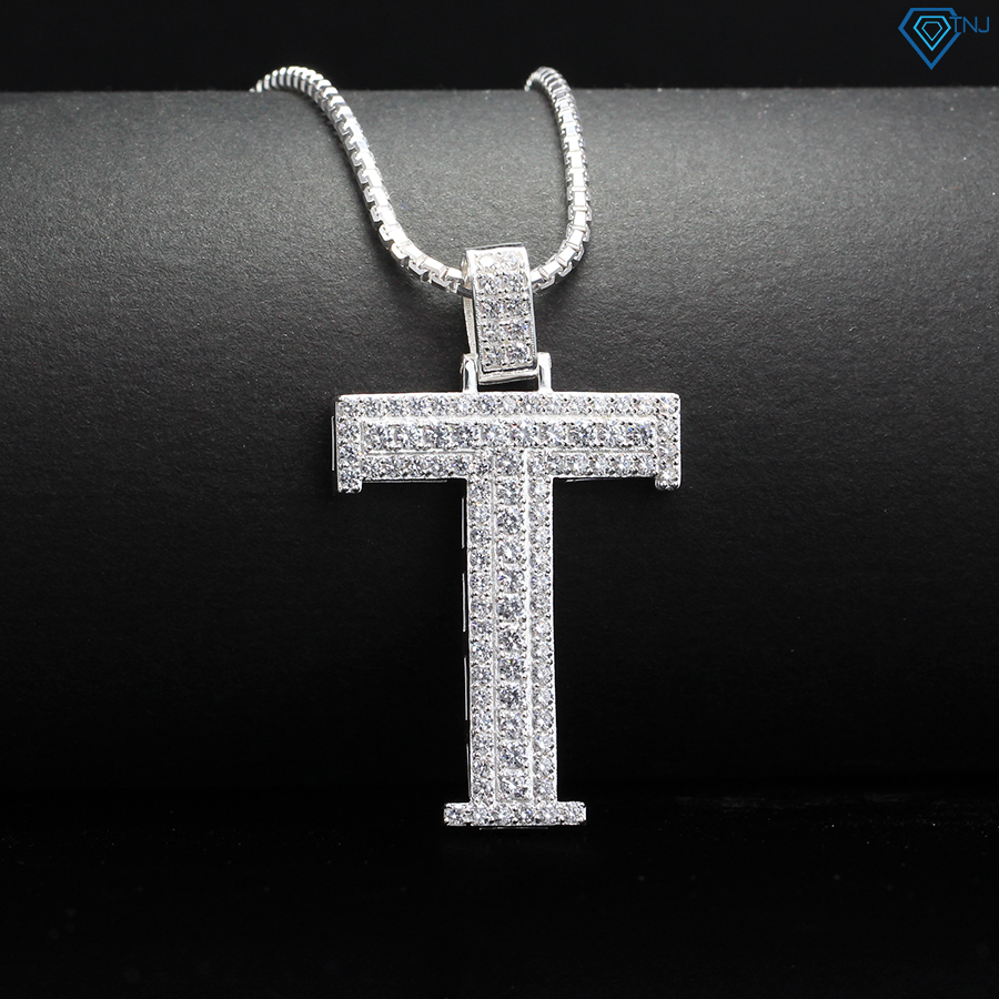  Dây chuyền nam bạc 925 mặt chữ T đính đá DCA0061 - Trang Sức TNJ 